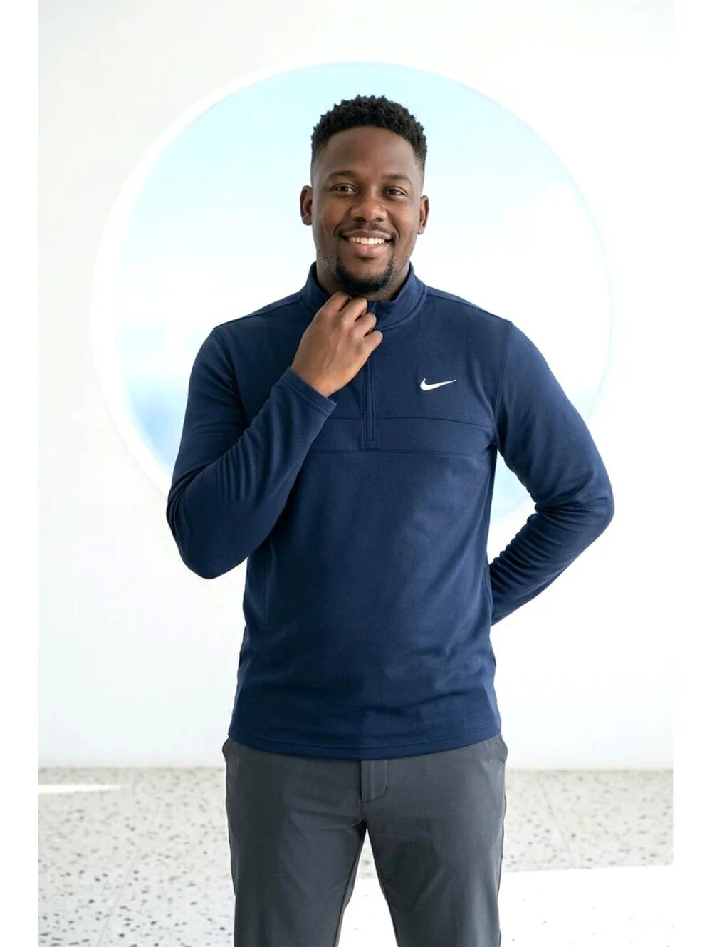 Nike Men's Navy Blue Dri-FIT Quarter-Zip Pullover sz 2XL